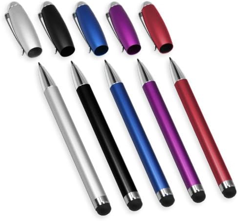 BoxWave Universal Capacitive Styra, Capacitive Stylus with Rollerball Pen - Magnet Silver, Stylus Pen for Smartphones and Tablets