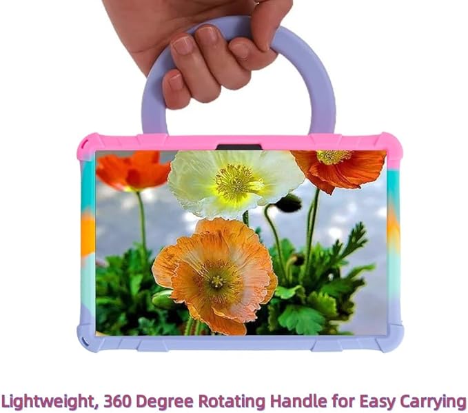 Silicone Tablet Case 360 Rotating Kickstand/Handle and Shoulder Strap Stylus Pen Lightweight Soft Cover Compatible with Xiaomi Pad 7/7 Pro 11.2 inch Rainbow