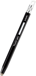 Elecom P-TPENSEBK Hexagonal Pencil Type for Kids, With Strap Hole, Conductive Fiber Type, Compatible with Smartphones and Tablets, Replaceable Nibs, Black