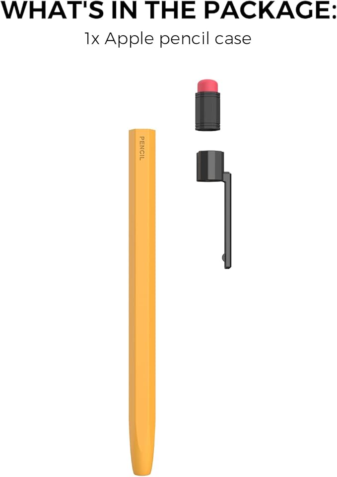 TRONWIN Apple Pencil 1st Generation Case, Silicone Pencil Sleeve Cover Perfect Grip Skin Classic Design with Sturdy Clip Compatible with Apple Pencil 1st gen for ipad (Yellow)