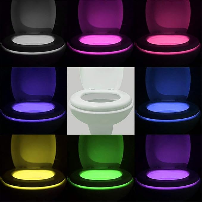 3 Pack Vintar Rechargeable 16 Color Motion Sensor LED Toilet Night Light, 5 Stage Dimmer, IP67 Waterproof, Light Detection