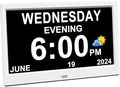 AINFTIME DST Clock with Day and Date for Elderly-3 Display Digital Calendar Alarm Day Dementia Alzheimers Clock with Extra Large Display (10.1 Inch White)