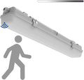 2FT LED Vapor Tight Light, Tri-Level Motion Sensor,IP65 IK08, 10W(1250lm)/20W(2500lm) Selectable, 5000K, 100-277V, Dimmable, Vapor Proof Lighting Fixture, Outdoor Waterproof Shop Light for Carport,FCC