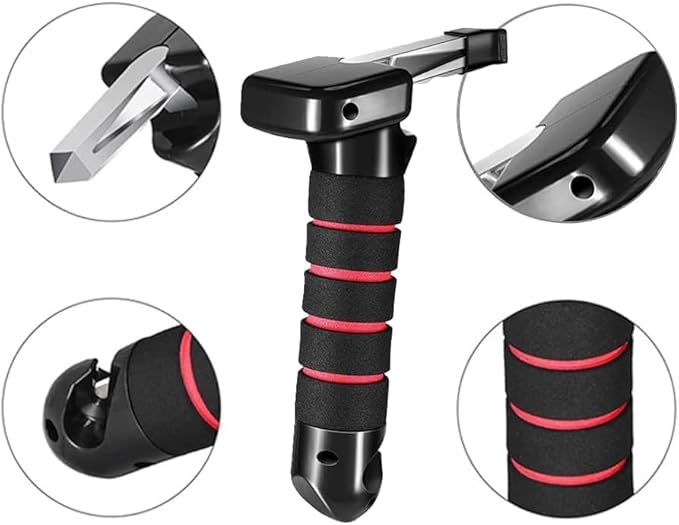 3 in 1 Vehicle Support Handles, Elderly Portable Automotive Door Assist Handle, Seatbelt Cutter and Window Breaker for Elderly and Handicapped (Red Handles *2)