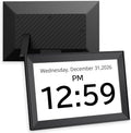 Santek] Large Digital Clock for Seniors - Easy-to-Read Display with Date & Time, Touch Screen, Loud Alarm - Wi-Fi Photo Frame with Weather & Calendar, Adjustable Brightness (Black, 15.6")