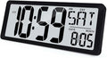 TXL 14.2"" Large Digital Wall Clock Battery Operated, Digital Clock Large display with Day, Date & Temperature, Large wall clock for Bedroom, Livingroom, Office，Battery Included, Black