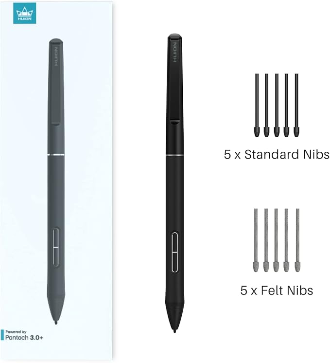 HUION Slim Pen PW550S 9.5mm Diameter for Huion Inspiroy 2/Giano/Keydial/Dial 2, K12/K13/K16(2021)/K22/K24 Series, Kamvas Pro 13 (2.5K)/ Pro 16 (2.5K), Kamvas Pro 16 (4K) Series, Kamvas Pro 24 (4K)