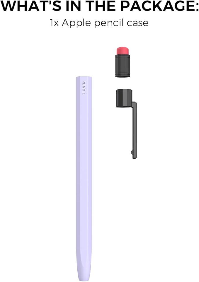TRONWIN Apple Pencil 1st Generation Case, Silicone Pencil Sleeve Cover Perfect Grip Skin Classic Design with Sturdy Clip Compatible with Apple Pencil 1st gen for ipad (Lavender)