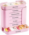 7-Day Medication Organizer - for Effortless Health Management: Stackable Weekly Pill Organizer with 7(Days)×4(Morning/Noon/Evening/Night) Compartments | Travel-Friendly Home Supply (Pink)