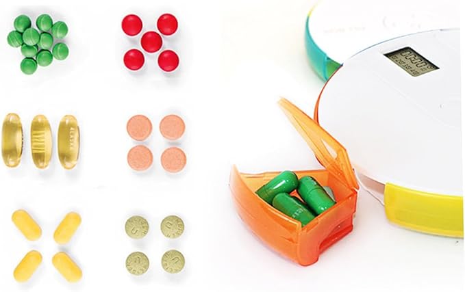Beavorty 7-Day Weekly Pill Organizer 4 Alarms 7 Independent Compartments for Medication
