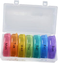 Baluue Pill Container Round Portable 21 Compartment Weekly Organizer Medicine Holder Rainbow Dispenser