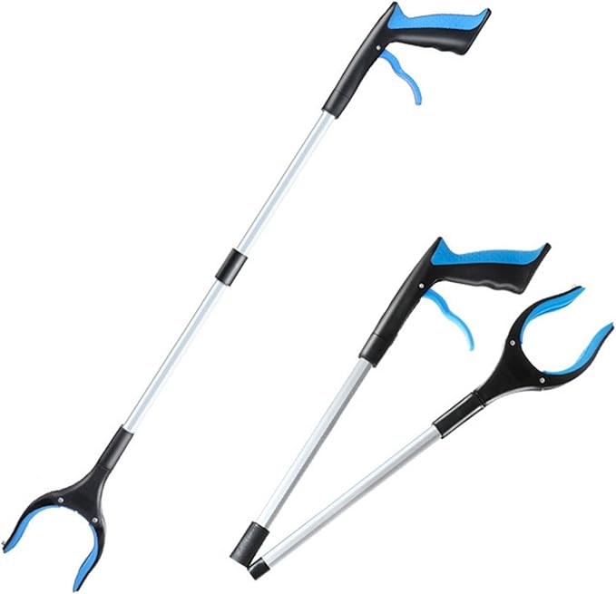 2Pcs Grabber Reacher Tool - 32" Folding Pick up Tool - 360° Rotating Anti-Slip Jaw Grabber Tool for Elderly - Lightweight Trash Picker Rubbish Collector,Blue