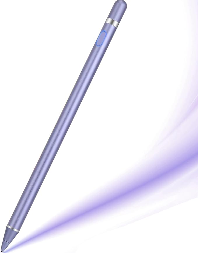 DOGAIN Active Stylus Pen for Touchscreen, iPad Pencil 1.5mm Fine Point Pen, Digital Pens Rechargeable for Tablet, Stylus Pens Compatible with iPad Air/Mini/Pro/Android/iPhone and Most Device - Purple