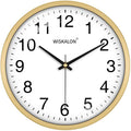WISKALON 10 inch Wall Clock,Silent Non-Ticking Elegant Golden Frame Clock,Classic Digital Wall Clocks with Glass,Battery Operated Round Wall Clock,Easy to Read Home/Office/School Golden Clock