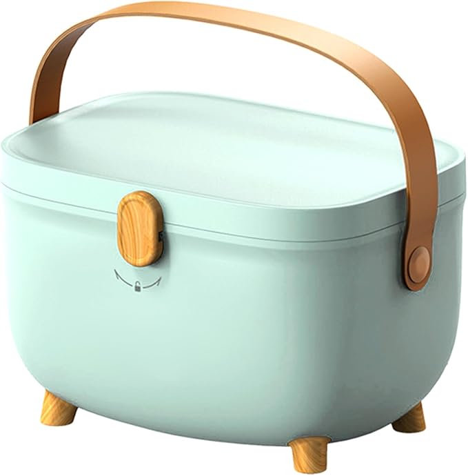Hapivida Medicine Organizer Box, Oval Plastic Storage Box with Double Layer Compartments 280x200x180mm Large Capacity for Home Dorm Bathroom Countertops