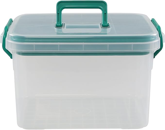 Vcansay Plastic Family First Aid Box with Double Layer and Handle, Emergency Medicine Box, Clear Container for Home, Car, Office, Travel & Outdoor Sports