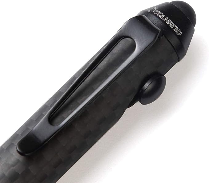 Cool Hand 4.5'' Bolt Action Pen with Stylus for Touchscreen, Rocket Style Carbon Fiber Body, Ballpoint Pen w/Pocket Clip, Classic Black