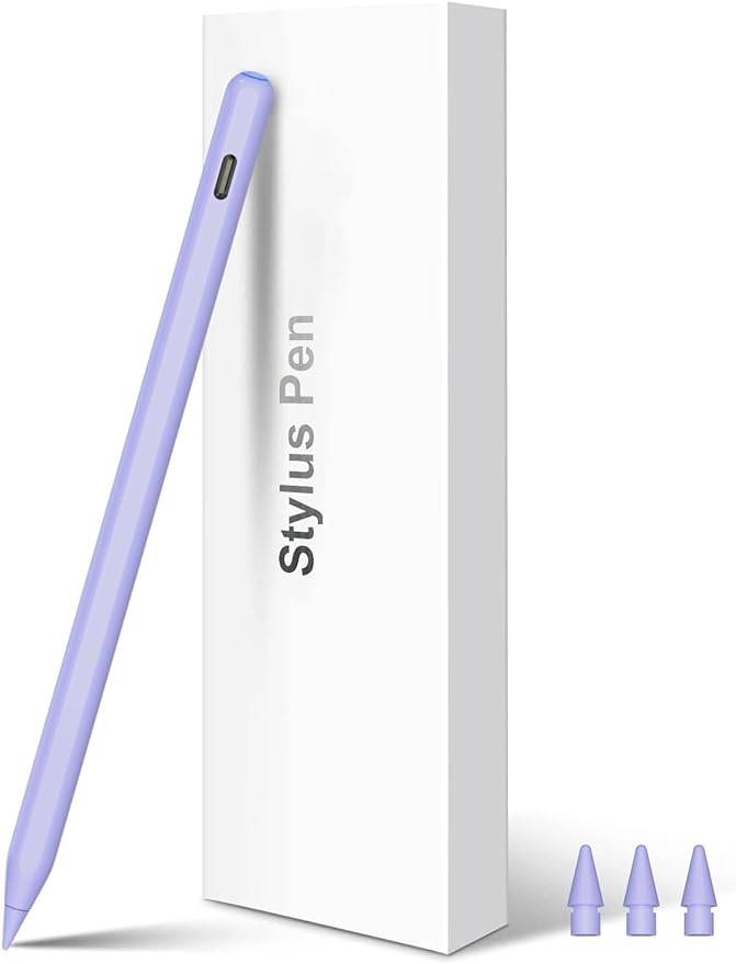 HATOKU Pencil 2nd Generation Wireless Charging, Pencil for iPad with Tilt & Palm Rejection, Magnetic Stylus Pen for ipad Air M3/3/4/5, iPad mini 5/6, ipad 6/7/8/9/10/11 Gen, ipad Pro 11/12.9 (Purple)