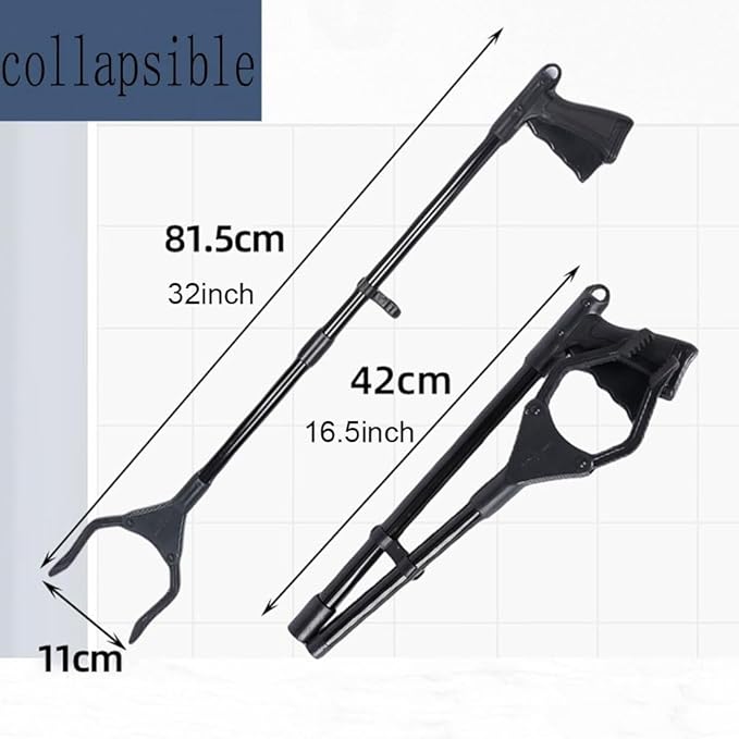 2 Pack Black Grabber Reacher Tool, 32" Foldable, 24" Lightweight Trash Claw Grabbers for Elderly, Reaching Tool for Trash Pick Up Stick, Litter Picker, Arm Extension (Size : 32inch(2pcs))