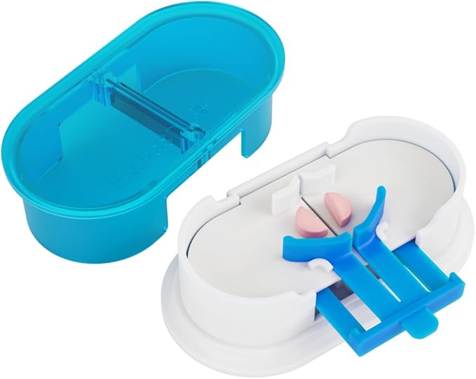 EQUADOSE Pill Cutter, Professional Medical Pill Splitter for Large, Small, and Tiny Pills, Double Stainless Steel Blades & Centering Device, Ideal for Cutting Tablets, Vitamins in Half or Quarter