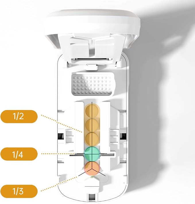 Portable Dual-Blade Pill Cutter and Crusher with Silicone Grip and Safety Lock