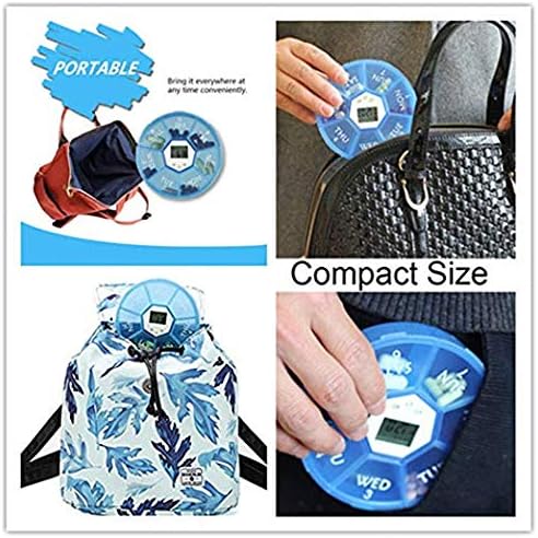 2PCS 7 Days Digital Pill Organizer with Alarm Reminder Weekly Pill Box Medicine Storage Box (Blue)