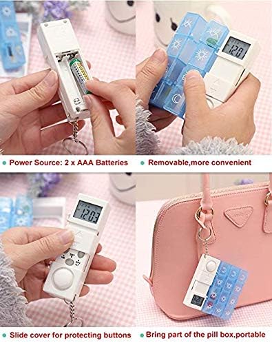 7 Days Weekly Digital Pill Organizer,28 Compartments Pill Box Medicine Case with 4 Timer Alarm Reminder and Luminous LCD Back-Light (Blue)