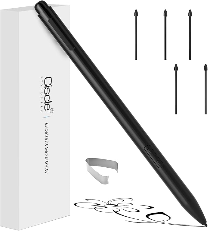 Ciscle Magnetic EMR Stylus Pen for Remarkable 2, No Charging Needed, 4096 Pressure Levels, Palm Rejection, Tilt Support, Eraser & 5 Replaceable Tips, Compatible with EMR Devices