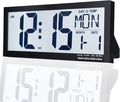 16 Inch Large Digital Wall Clock with Big Easy Read Numbers, Auto DST & Temperature, Jumbo Display with Date & Weekday, Simple Set, Battery Operated, for Living Room Office Classroom Gym or Seniors