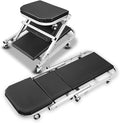 Foldable Creeper, 2-in-1 Rolling Garage Z Creeper Car & Seat, 40" Roller Mechanics Under Car Chair, 330 LBS Weight Capacity Heavy Duty, Silver/Black