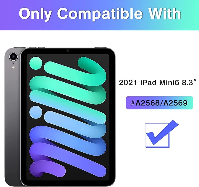Dteck for iPad mini A17 Pro/A15 Bionic Case 8.3" 7/6th Generation 2024/2021 Release, PU Leather Protective Case with Auto Sleep Wake & Adjustable Stand, Lightweight Cute Slim Folio Cover, White Horse