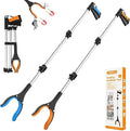 2-Pack 43" Extra Long Grabber Reacher Tool, Foldable Reacher Grabber Pickup Tool with 360° Rotating Jaw + Magnets, 4" Wide Claw Trash Picker Upper Grabber, Grabbers for Seniors Heavy Duty