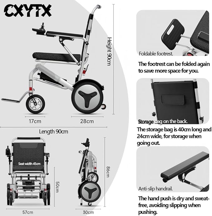 Ultra-Light Electric Wheelchair - Foldable Power Wheelchair Scooter with Magnesium-Aluminum Frame | 33LB Lightweight | 12-20 Mile Range | 300LBS Capacity, 400W Brushless Motors,12ah