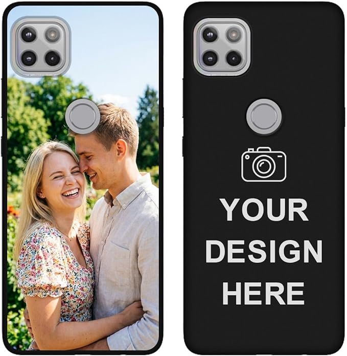 Custom Phone Case for Motorola Moto G 5G, Design Your Personalized Photo Logo Name Phone Cover, Slim Soft TPU Lightweight Silicone Black Case, Customized Gift for Birthday Christmas