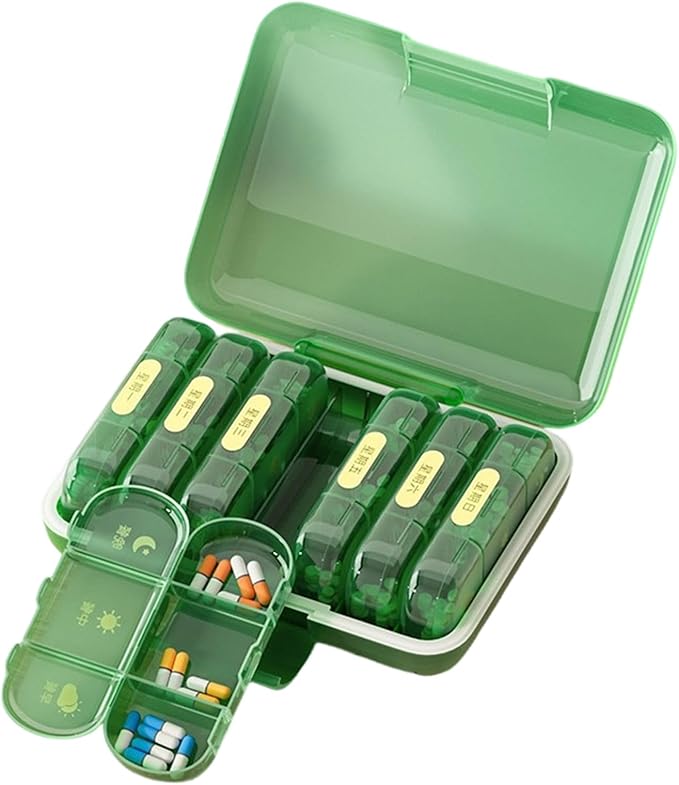 Travel Friendly Medicine Organizers Box 14 Removable Compartments for Business Trips Short Getaways MoistureProof Design Portable Box