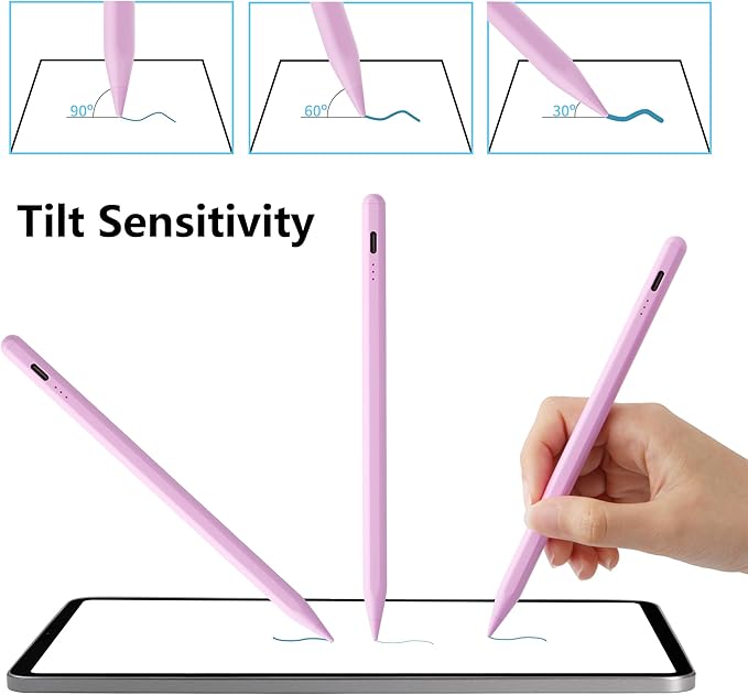 Stylus Pen for iPad A16 11th 10th 9th 8th 7th 6th Generation, iPad Pro 12.9 11 13 inch M4, iPad Air M3 M2 5th 4th 3rd Gen, iPad Mini A17 Pro 7 6 5, for Apple Pencil Pro 1st 2nd Gen Alternative, Purple