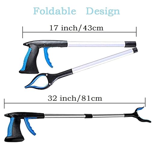 32" Foldable Grabber Reacher for Elderly, Mobility Aid Reaching Assist Tool Pickup Tool Trash Gripper(Orange)
