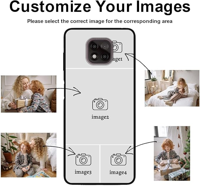 Custom Photo Case for Motorola Moto G Power 2021, Create Your Own Picture Collage Phone Case, Soft Drop Protection, Personalized Anti-Scratch TPU Soft Cover, Gifts for Family Friends, Black