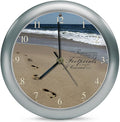 Mark Feldstein & Associates Footprints in The Sand Inspirational Silver Tone 8 inch Three Hymn Sound Clock