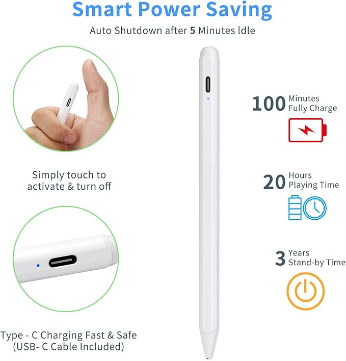 Stylus Pens for Samsung Galaxy Tab A9+/A8/A7 Pencil, Evach Capacitive High Sensitivity Digital Pencil with 1.5mm Ultra Fine Tip Stylus Pencil for Samsung Galaxy Tab A9+/A8/A7 Pen, White