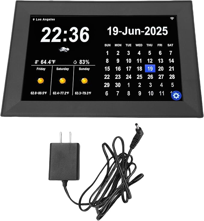 Focket Digital Clock with Date and Day, 10.1 Inch Large Display Touchscreen Calendar Clock 64 Alarms 64 Reminders, Dementia with Temperature Humidity for Elderly Seniors (US Plug)