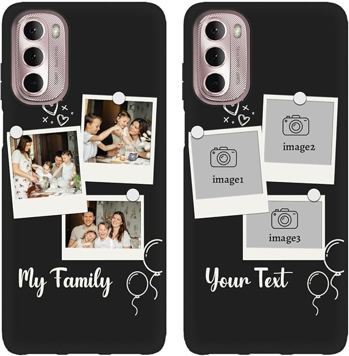 Custom Multi Photos Case for Motorola Moto G Stylus 5G 2022-6.8 inch, Personalized Gift for Men Women, Customized Collage Text Picture Phone Cover, Soft Rubber Shockproof Protective Case, Black