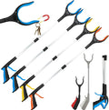 6-Piece Reacher Grabber Set - 32" Foldable Aluminum Pickup Tool with Swivel Claw & Magnet (4 Pack) + 16" Stainless Steel & 12" Iron Mini Grabbers, Heavy Duty Trash Picker & Garden Nabber