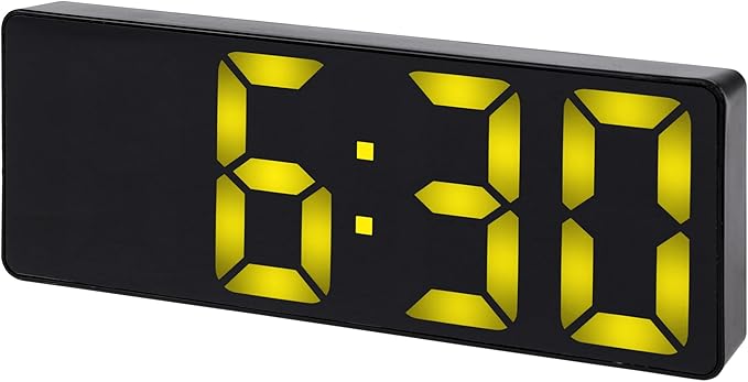 Large Digital Alarm Clock Big Numbers for Seniors & Visually Impaired, 3-Level Dimmable Brightness, Snooze, Used by Plugging for Bedroom, Office, Dorm 6.3" L x 1" W x 2.4" H Yellow