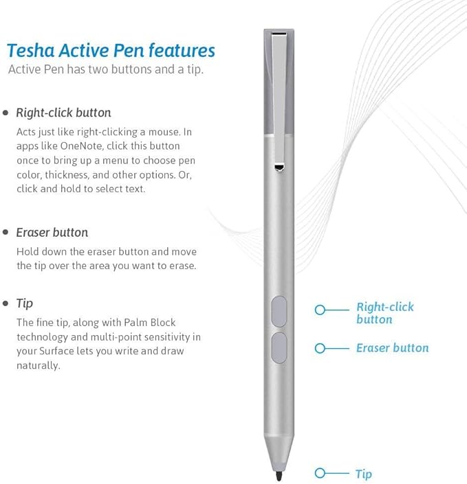 Stylus Pen for ASUS Touchscreen Devices, Active Digital Pen with Ultra-Fine Tip, 1024 Pressure Sensitivity, Palm Rejection for Precision Drawing and Writing