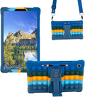 Silicone Tablet Case with Stand/Shoulder Strap/Stylus Pen Soft Cover Compatible with Lenovo Tab One/K9 8.7" Deepblue