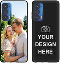 Custom Phone Case for Motorola Moto Edge 2021, Design Your Personalized Photo Logo Name Phone Cover, Slim Soft TPU Lightweight Silicone Black Case, Customized Gift for Birthday Christmas
