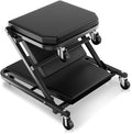 Auto Dynasty 36" Z-Creeper Seat, 2-in-1 Foldable Garage Creeper Shop Seat, 330 LBS Capacity Automotive Mechanic Repair Under Car Rolling Creeper Seat, Black