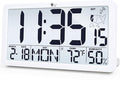 TXL Atomic Wall Clock with Backlight, Battery Operated Digital Wall Clock with Temperature, Humidity and Date, Large Display, Auto DST, 6 Time Zone(White)