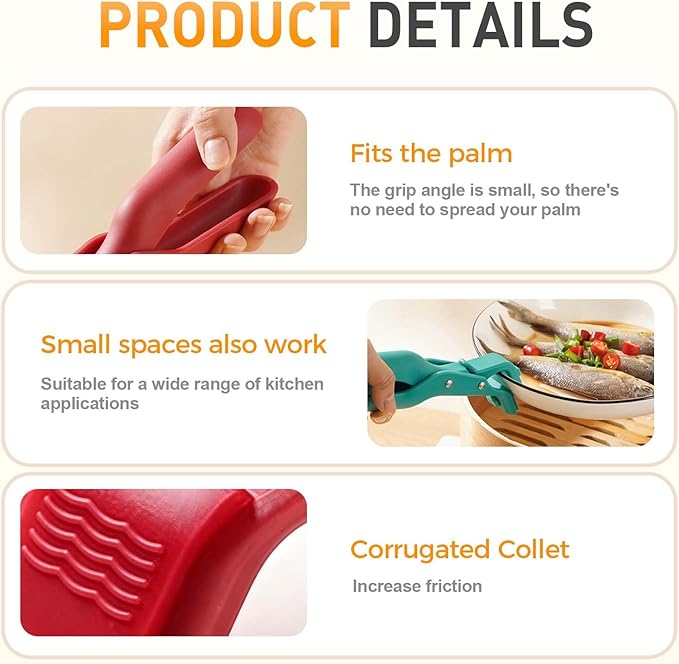 3 Pcs Hot Plate Grippers, 2026 Upgraded Multi Purpose Hot Plate Gripper, Anti-Scald Bowl Dish Holder Tong Clip for Kitchen Cooking (3 Colors)